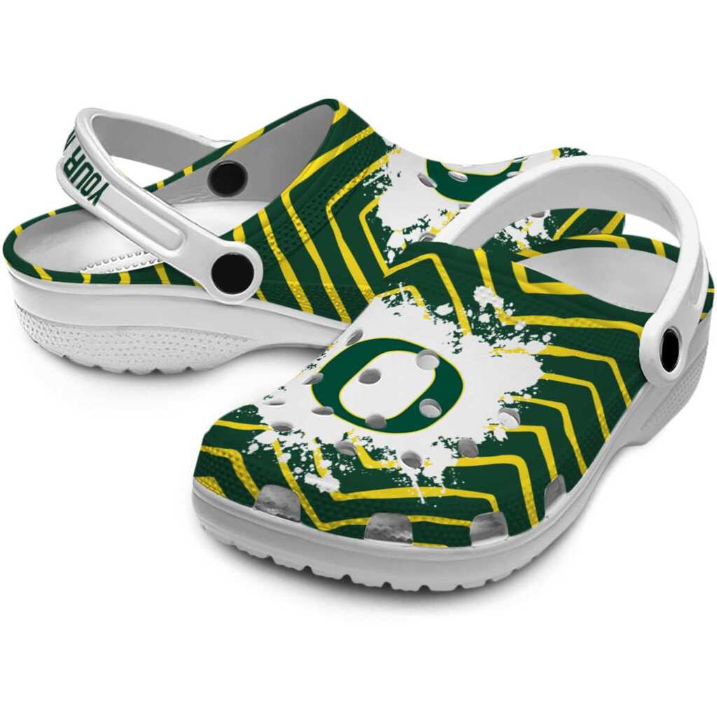 Customized Oregon Ducks Zigzag Paint Burst ClogTVC180145 - Image 3