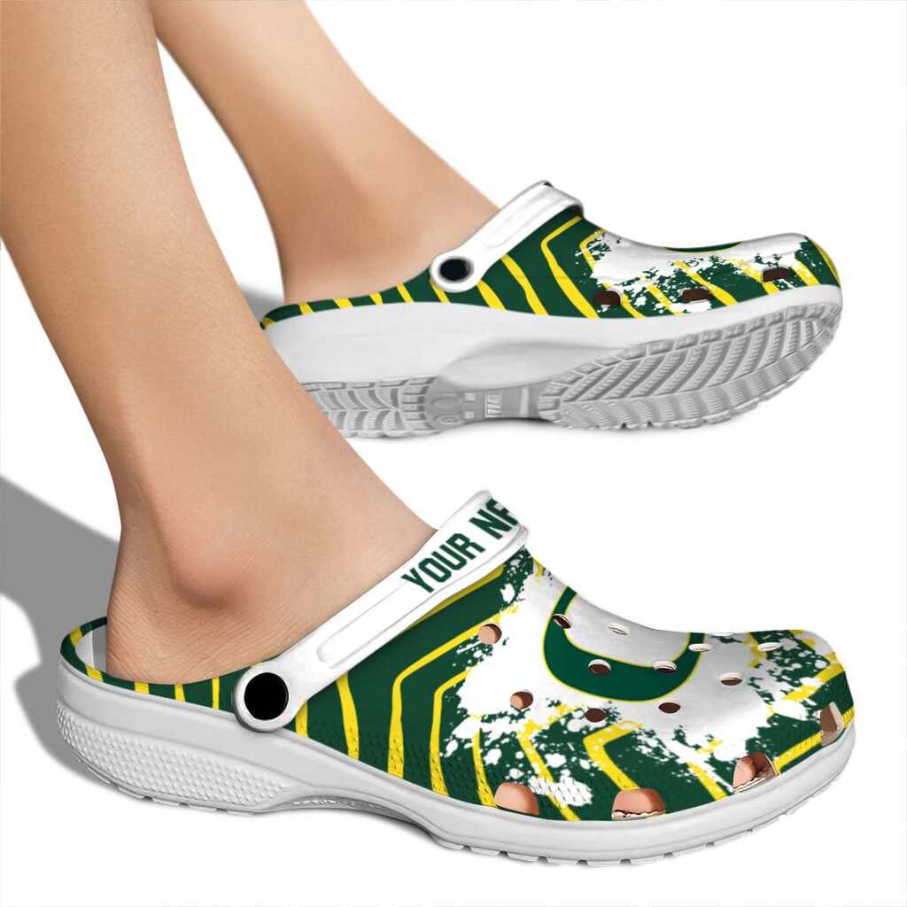 Customized Oregon Ducks Zigzag Paint Burst ClogTVC180145 - Image 2