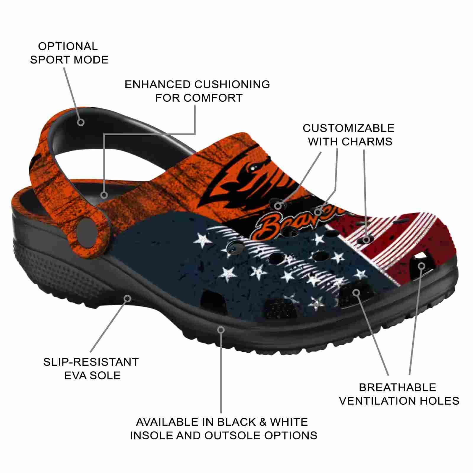 Customized Oregon State Beavers Star-Spangled Side Pattern ClogTVC1801731 - Image 5