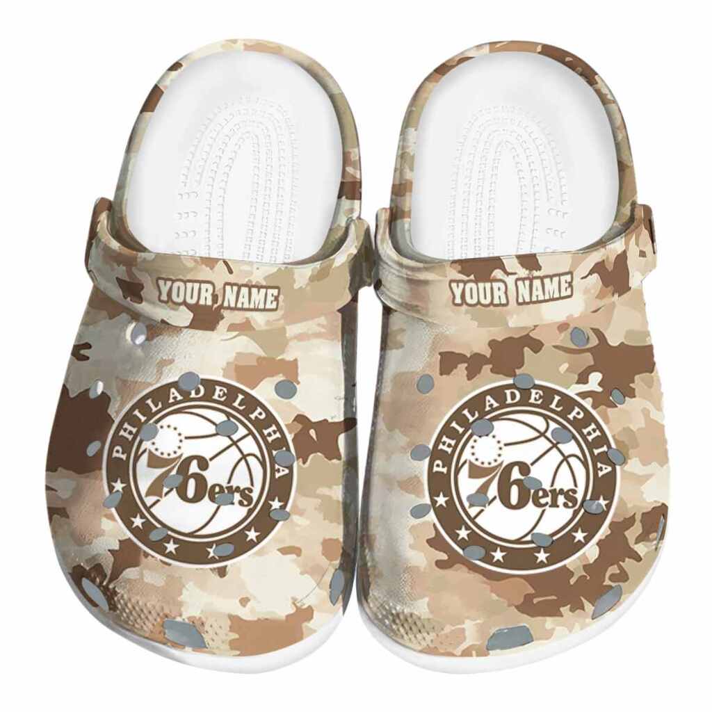 Customized Philadelphia 76ers Desert Camo ClogTVC1801690