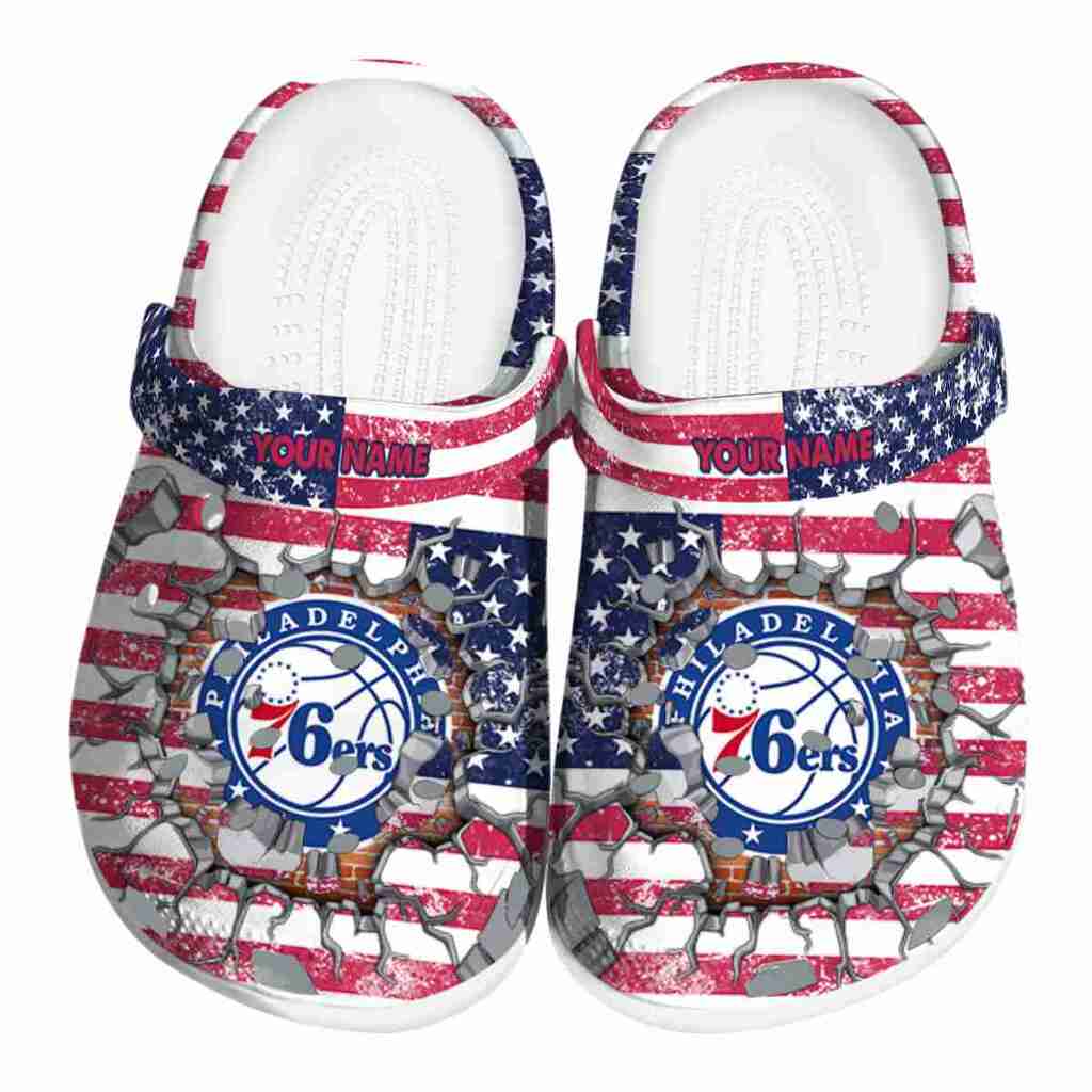 Customized Philadelphia 76ers Freedom Splinter ClogTVC1801690