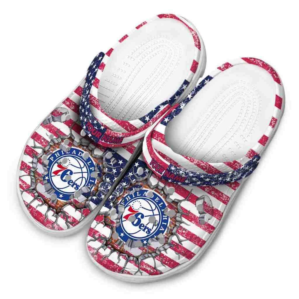 Customized Philadelphia 76ers Freedom Splinter ClogTVC1801690 - Image 4