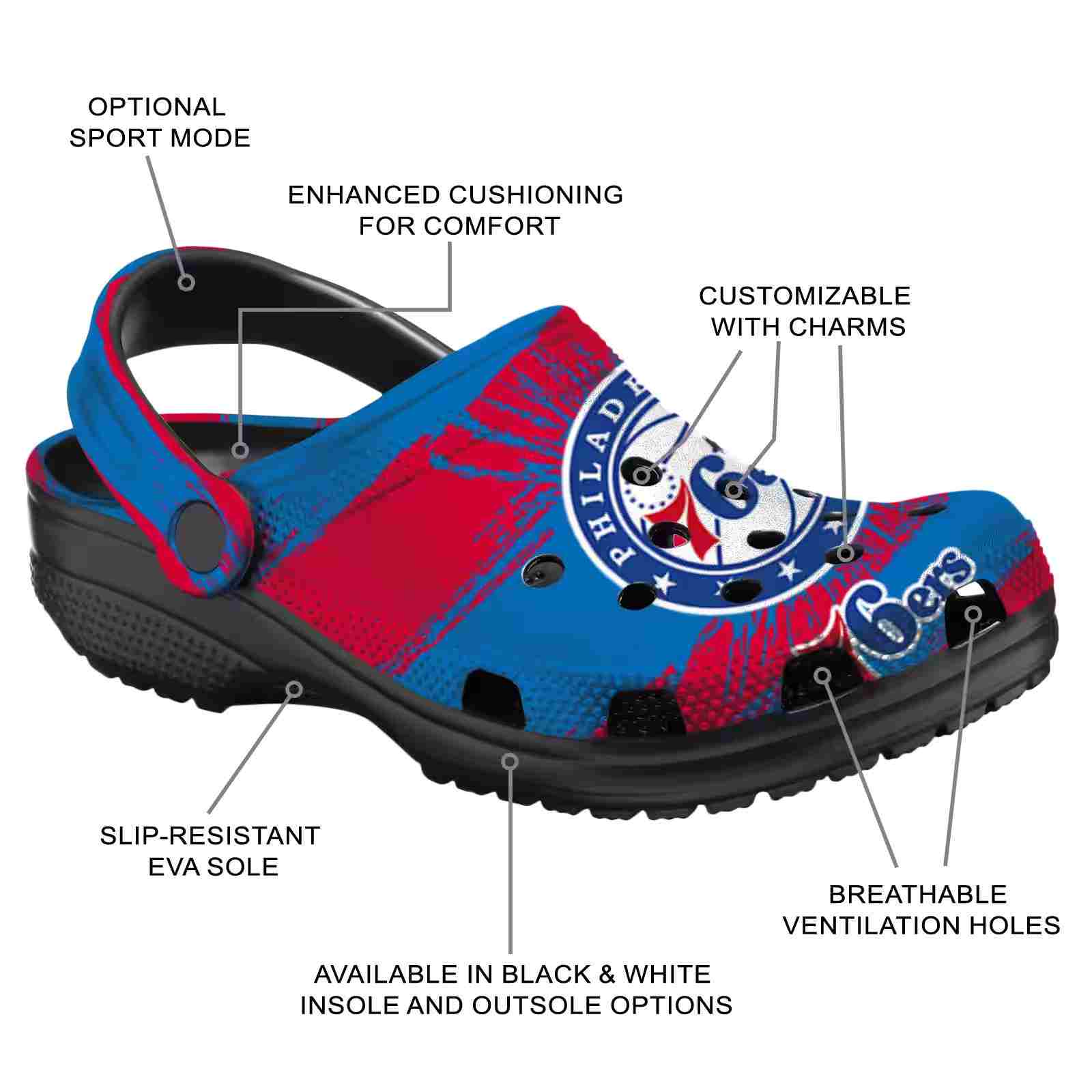 Customized Philadelphia 76ers Paint Splatter Graphics ClogTVC1801690 - Image 5