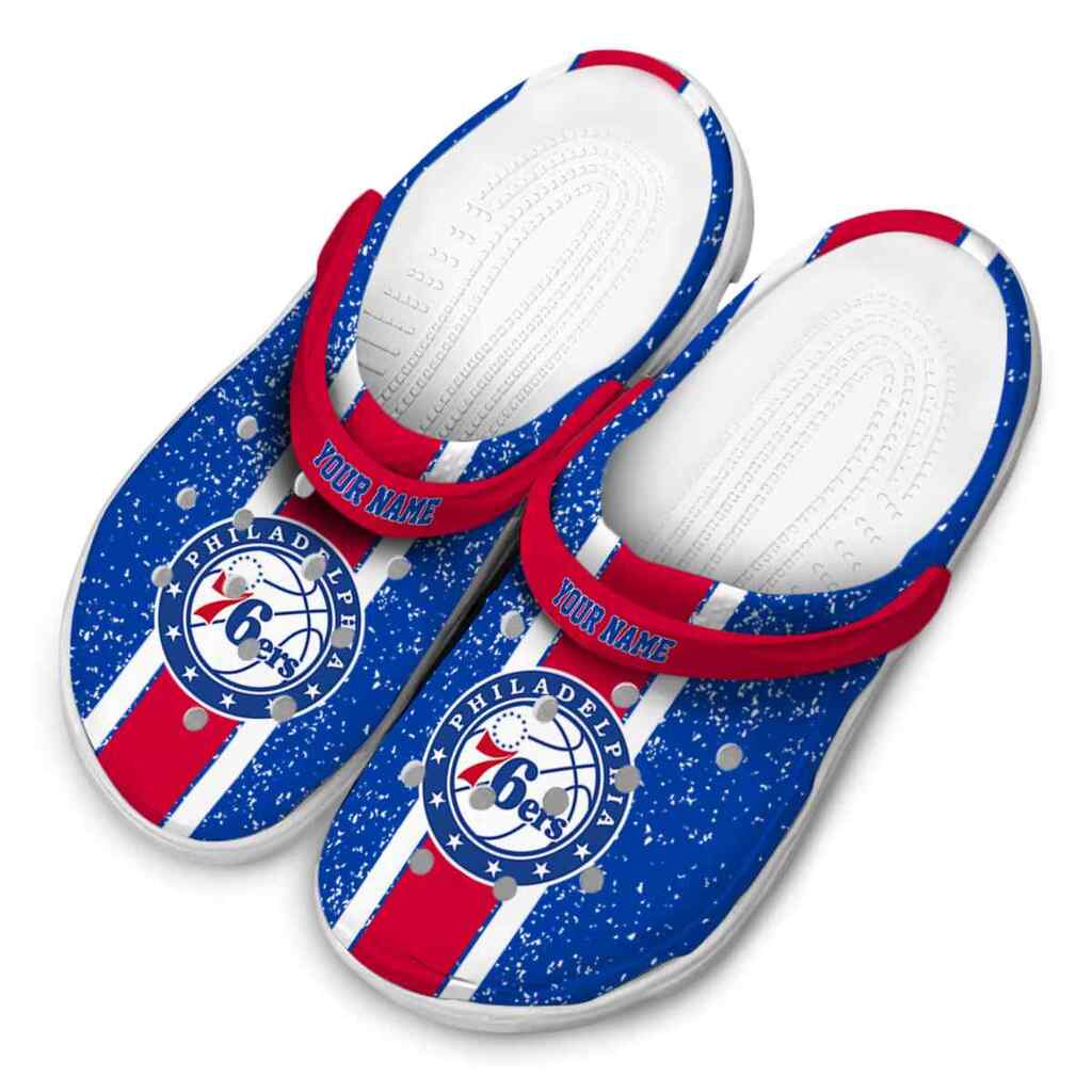 Customized Philadelphia 76ers Vertical Stripes ClogTVC1801690 - Image 4