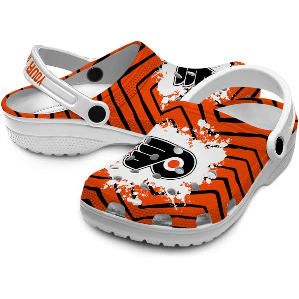 Customized Philadelphia Flyers Zigzag Paint Burst ClogTVC1801900 - Image 3