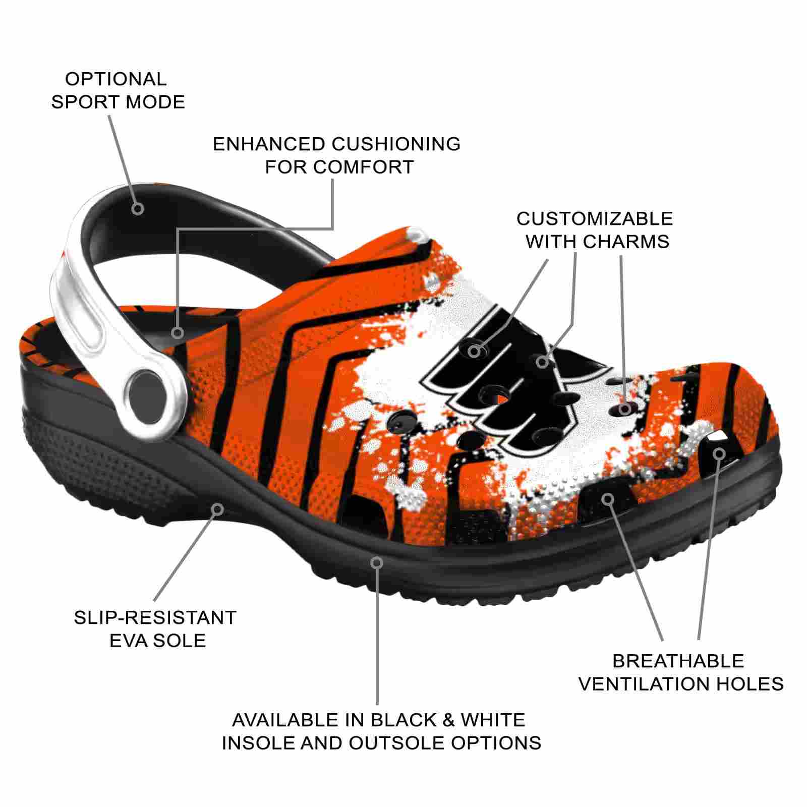 Customized Philadelphia Flyers Zigzag Paint Burst ClogTVC1801900 - Image 5