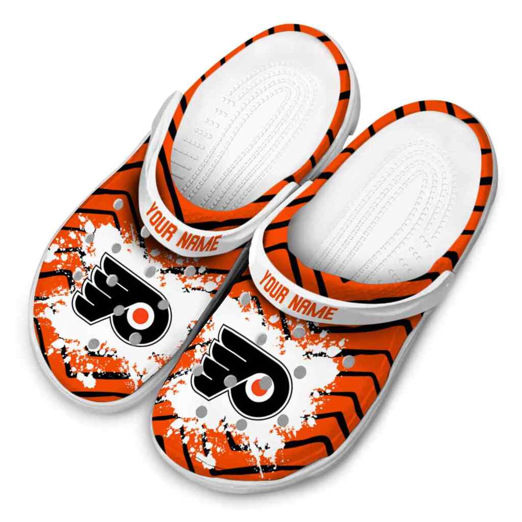 Customized Philadelphia Flyers Zigzag Paint Burst ClogTVC1801900 - Image 4