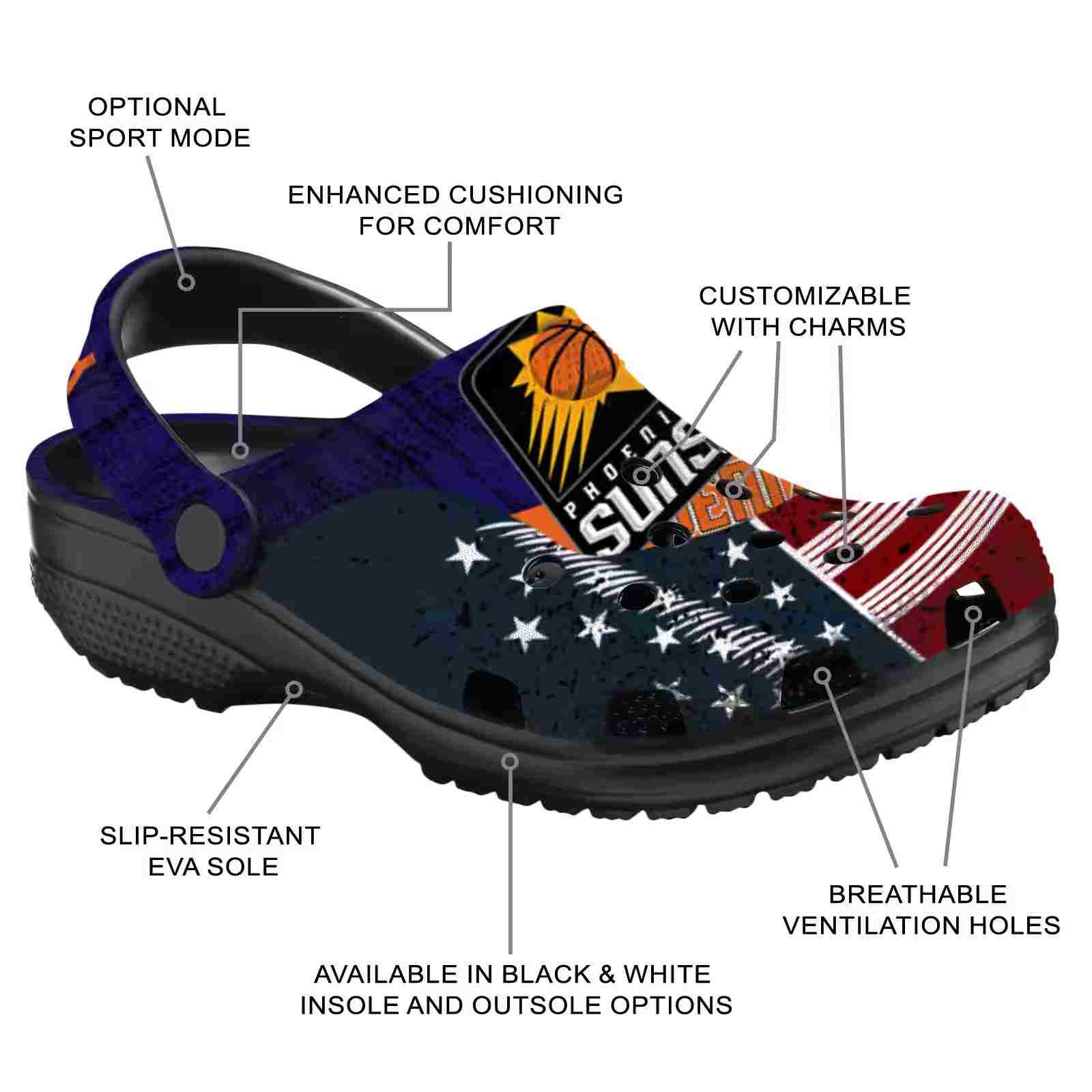Customized Phoenix Suns Star-Spangled Side Pattern ClogTVC1801692 - Image 5