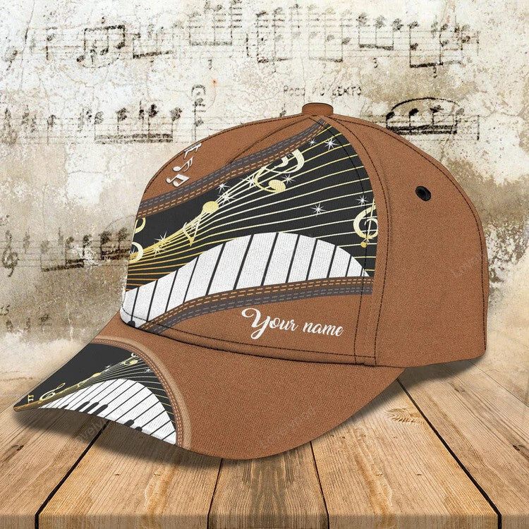 Customized Piano 3D Baseball Cap for Girl, Leather Pattern Piano Hat for Girlfriend, Hat for Pianist Trucker Hats Custom Hats Gifts For Men & Women