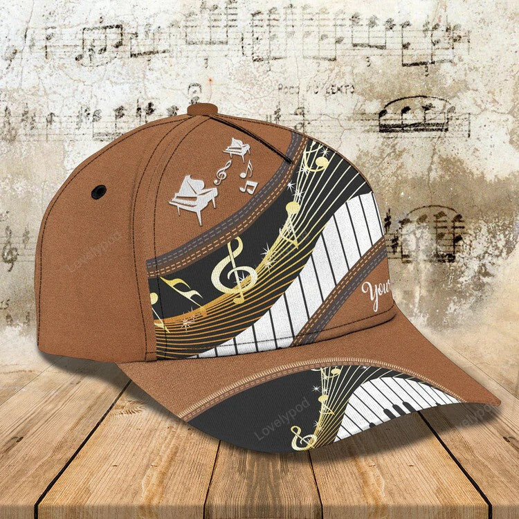 Customized Piano 3D Baseball Cap for Girl, Leather Pattern Piano Hat for Girlfriend, Hat for Pianist Trucker Hats Custom Hats Gifts For Men & Women