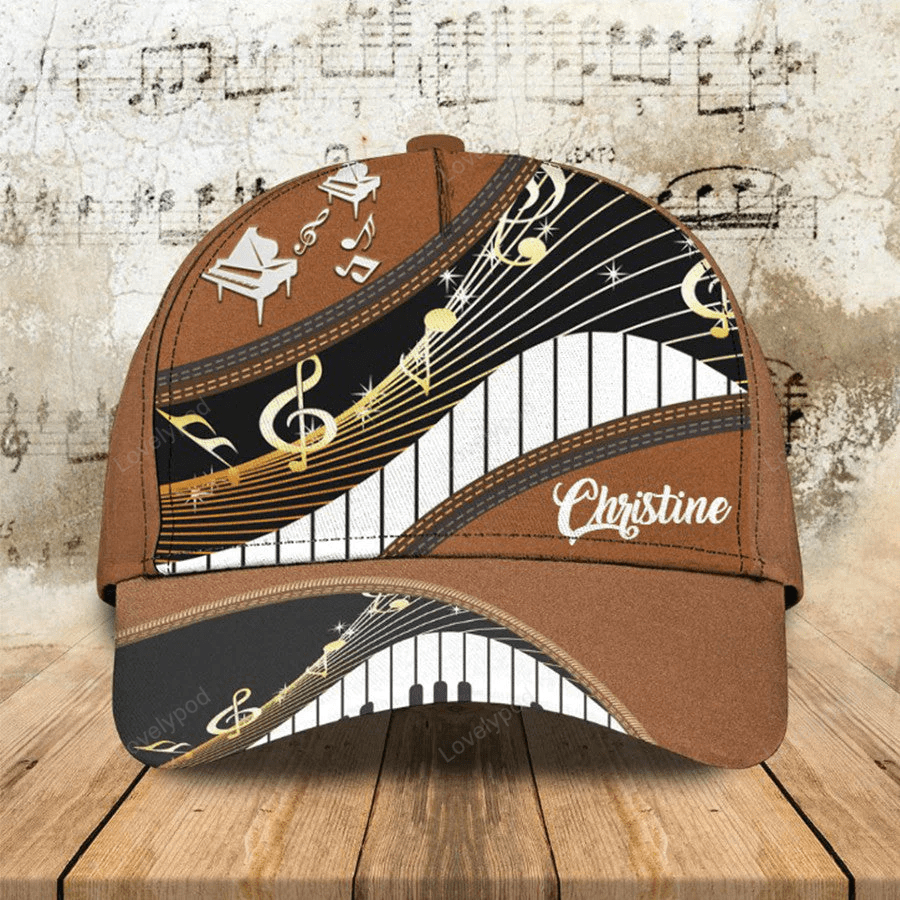 Customized Piano 3D Baseball Cap for Girl, Leather Pattern Piano Hat for Girlfriend, Hat for Pianist Trucker Hats Custom Hats Gifts For Men & Women