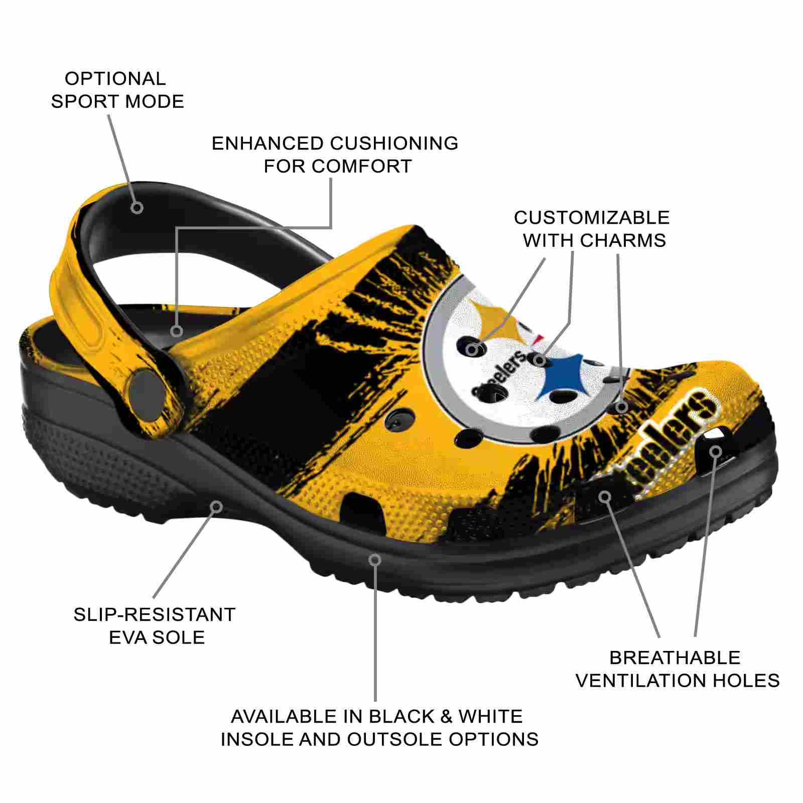 Customized Pittsburgh Steelers Paint Splatter Graphics ClogTVC180153 - Image 5