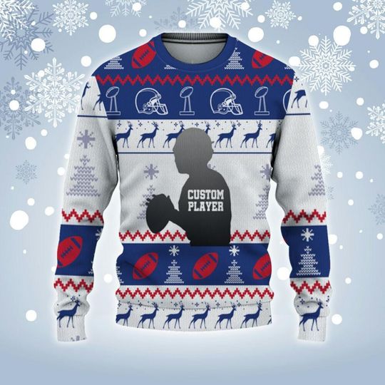 Customized Player American Football Ugly Christmas Sweater - Image 8