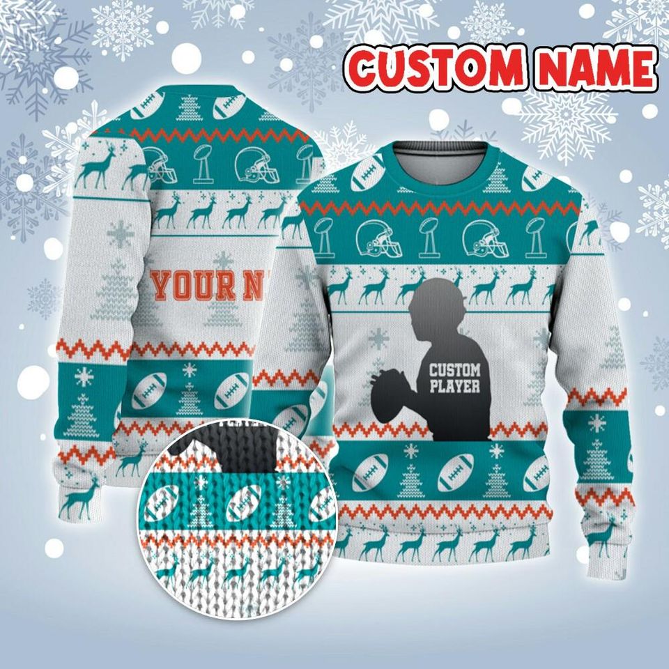 Customized Player American Football Ugly Christmas Sweater