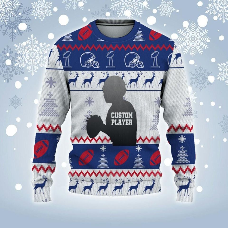 Customized Player American Football Ugly Christmas Sweater - Image 3