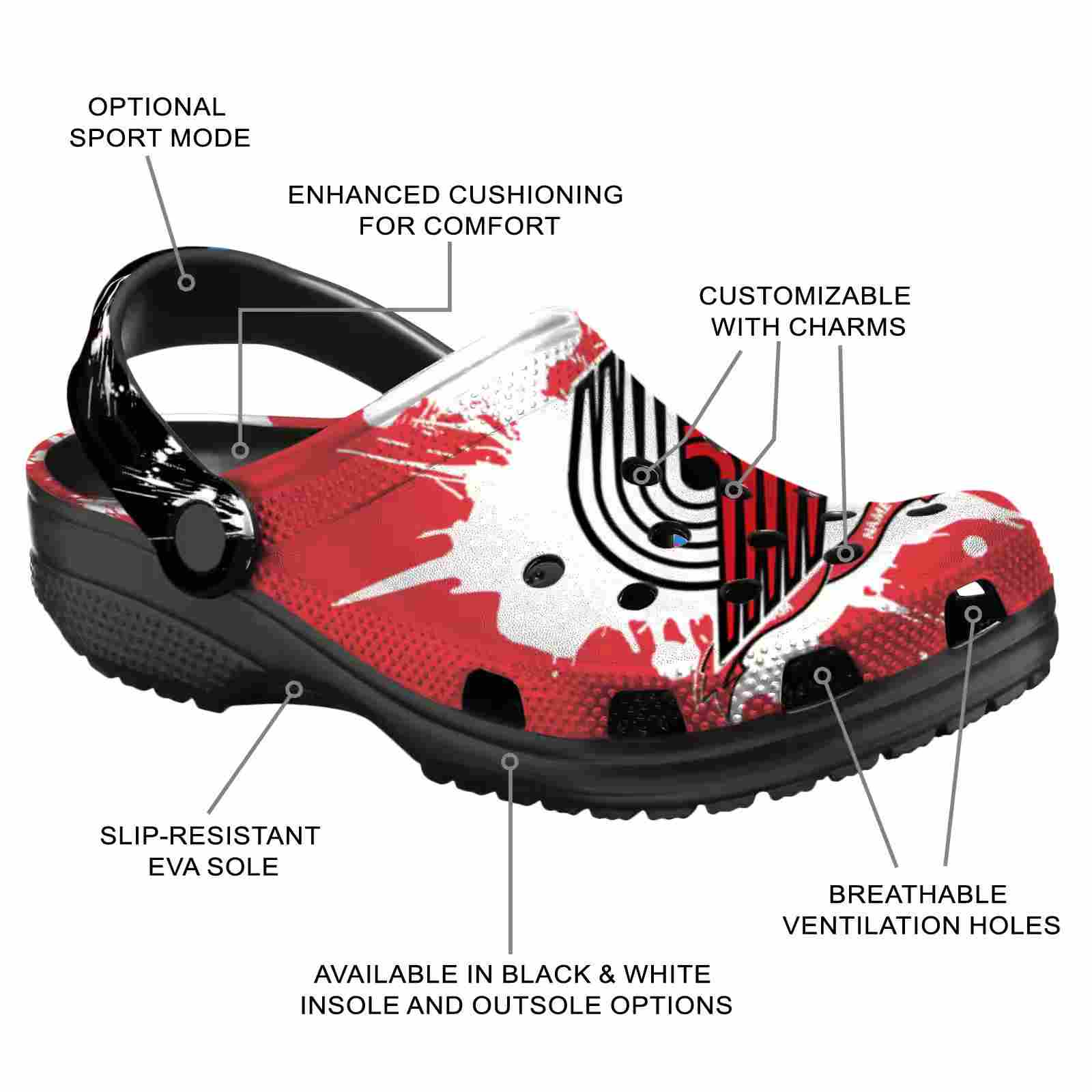 Customized Portland Trail Blazers Splatter Pattern ClogTVC1801692 - Image 5
