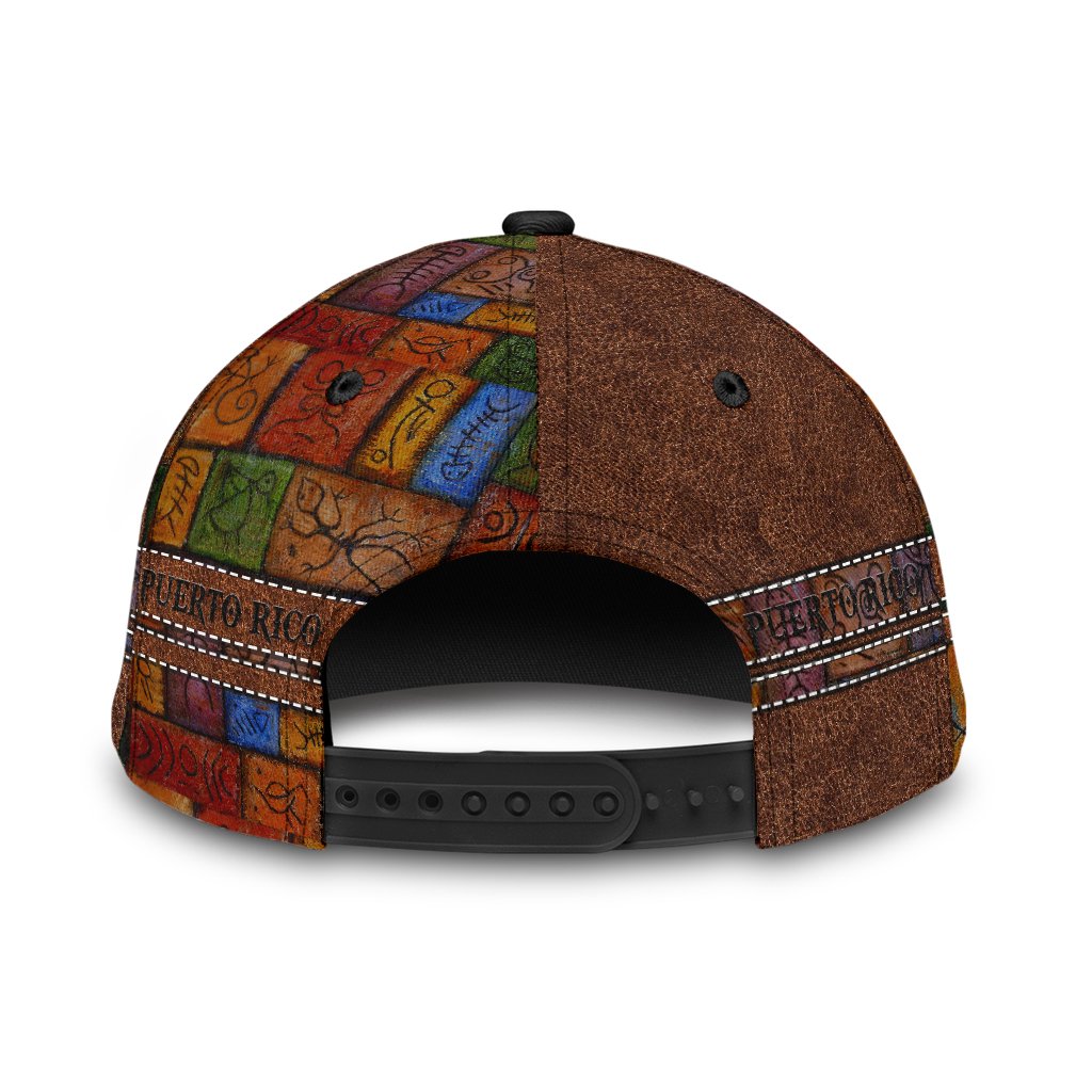 Customized Puerto Rico Cap Hat in Leather Pattern, Puerto Rico Gifts Trucker Hats Custom Hats Gifts For Men & Women