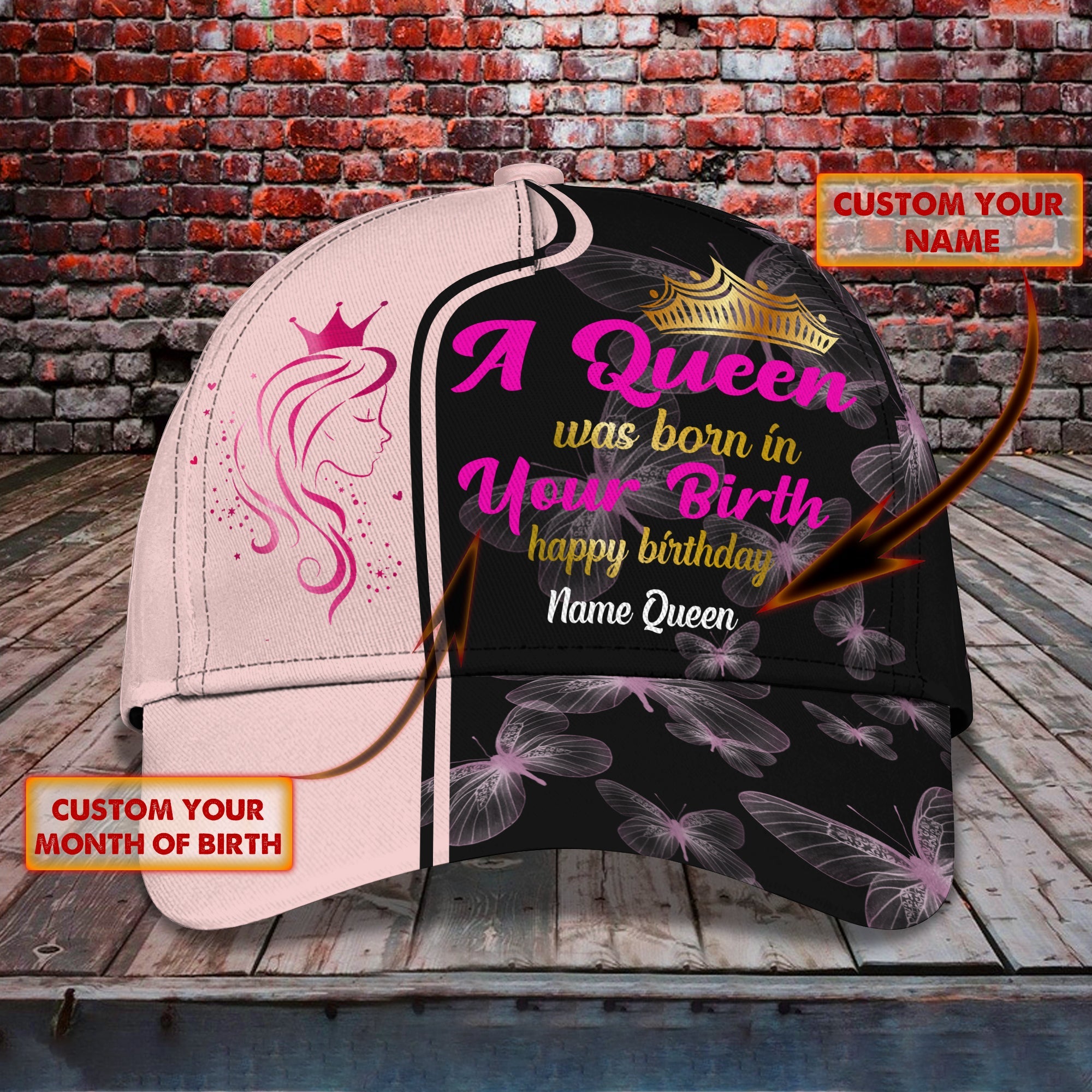 Customized Queen Name And Number Cap - Personalized Classic Cap Trucker Hats Custom Hats Gifts For Men & Women