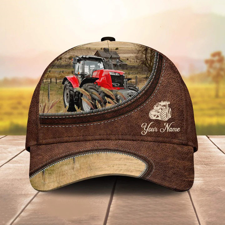 Customized Red Tractor Hats for Farmers, Tractor Retro Cap for Husband, Dad, Men Trucker Hats Custom Hats Gifts For Men & Women