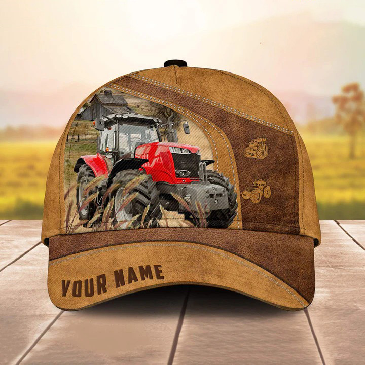 Customized Red Tractor Hats for Farmers, Tractor Retro Cap for Husband, Dad, Men Trucker Hats Custom Hats Gifts For Men & Women