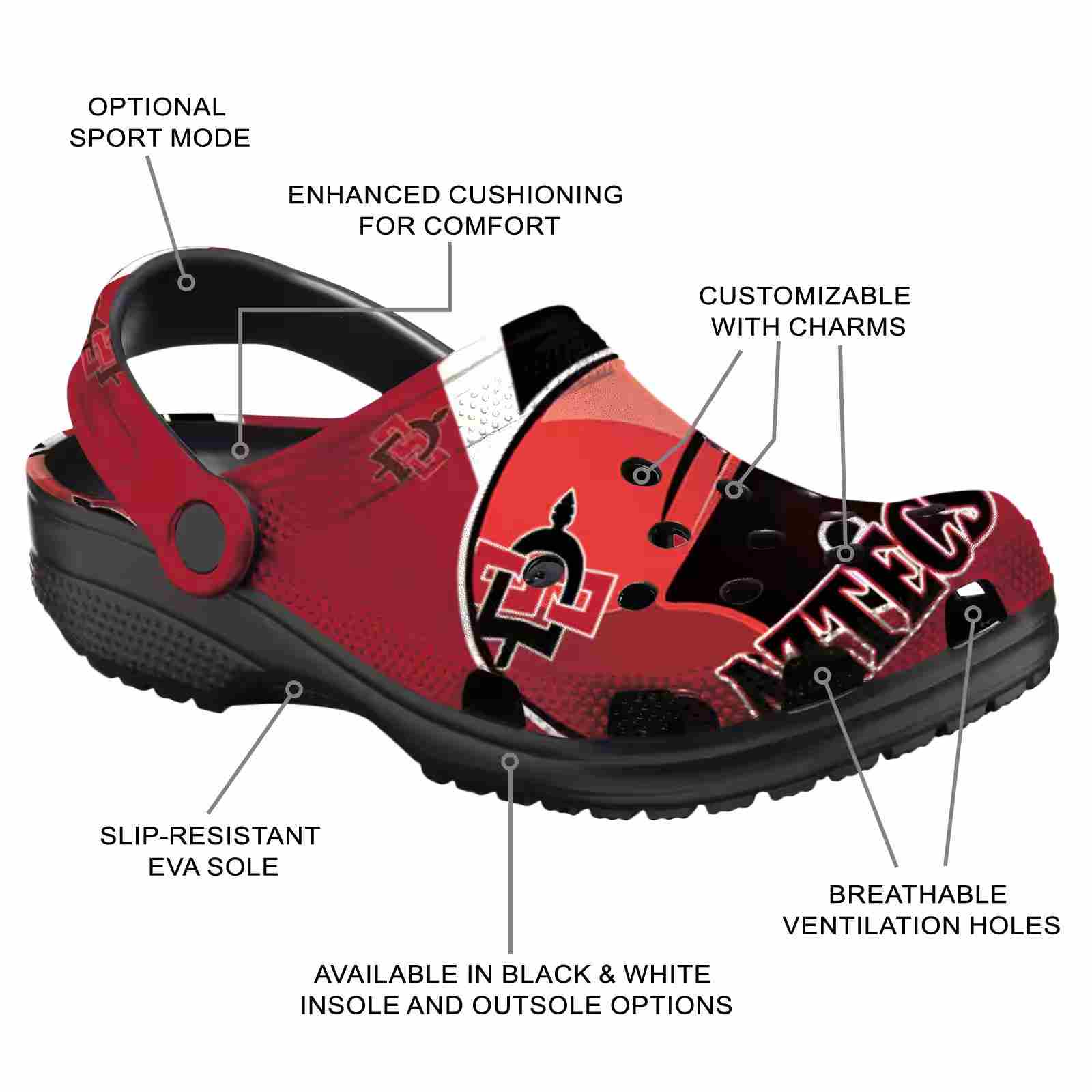 Customized San Diego State Aztecs Baseball Helmet ClogTVC1801821 - Image 5