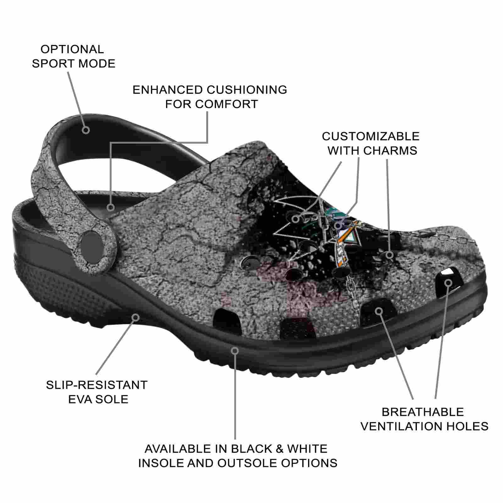 Customized San Jose Sharks Cracked Ground Texture ClogTVC1801903 - Image 5