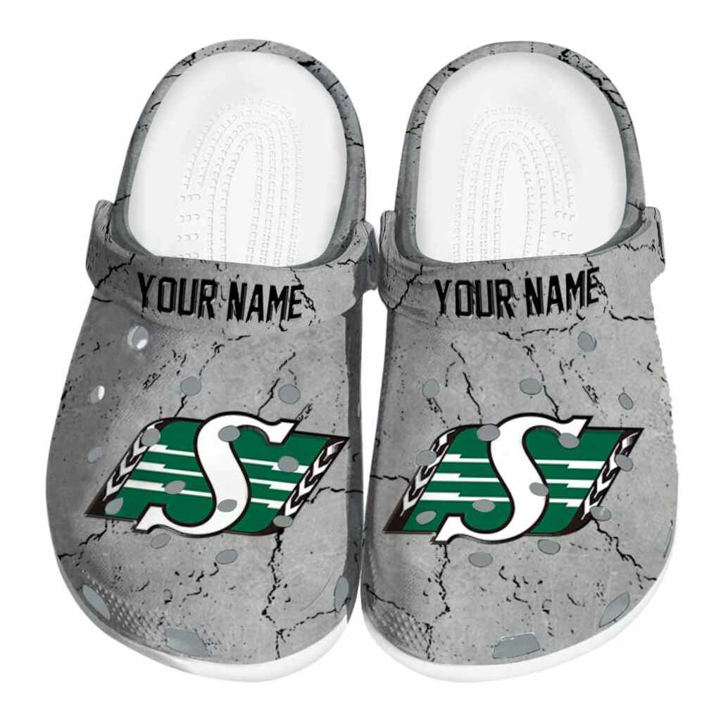 Customized Saskatchewan Roughriders Cracked Texture ClogTVC1801794
