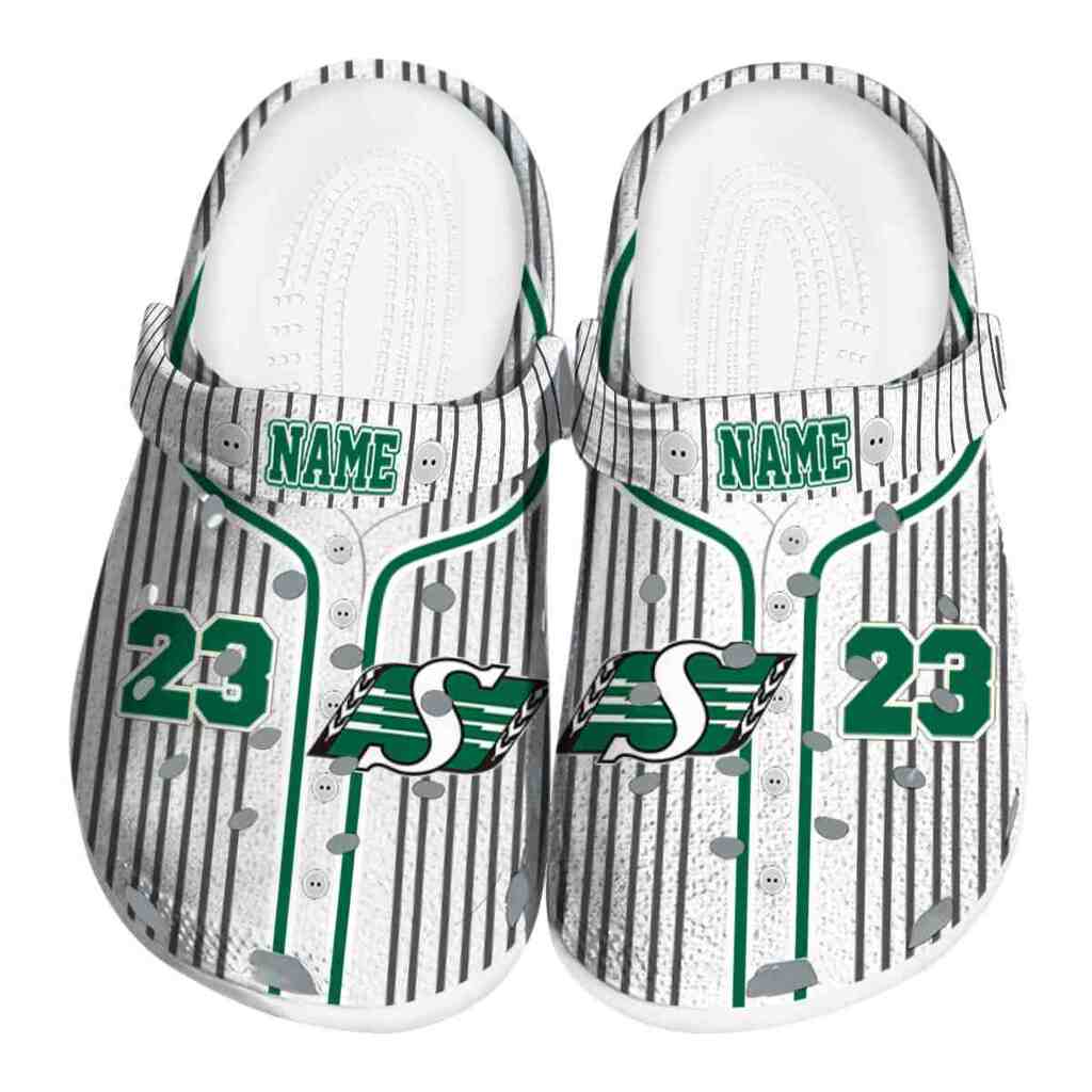 Customized Saskatchewan Roughriders Pinstripe Pattern ClogTVC1801719