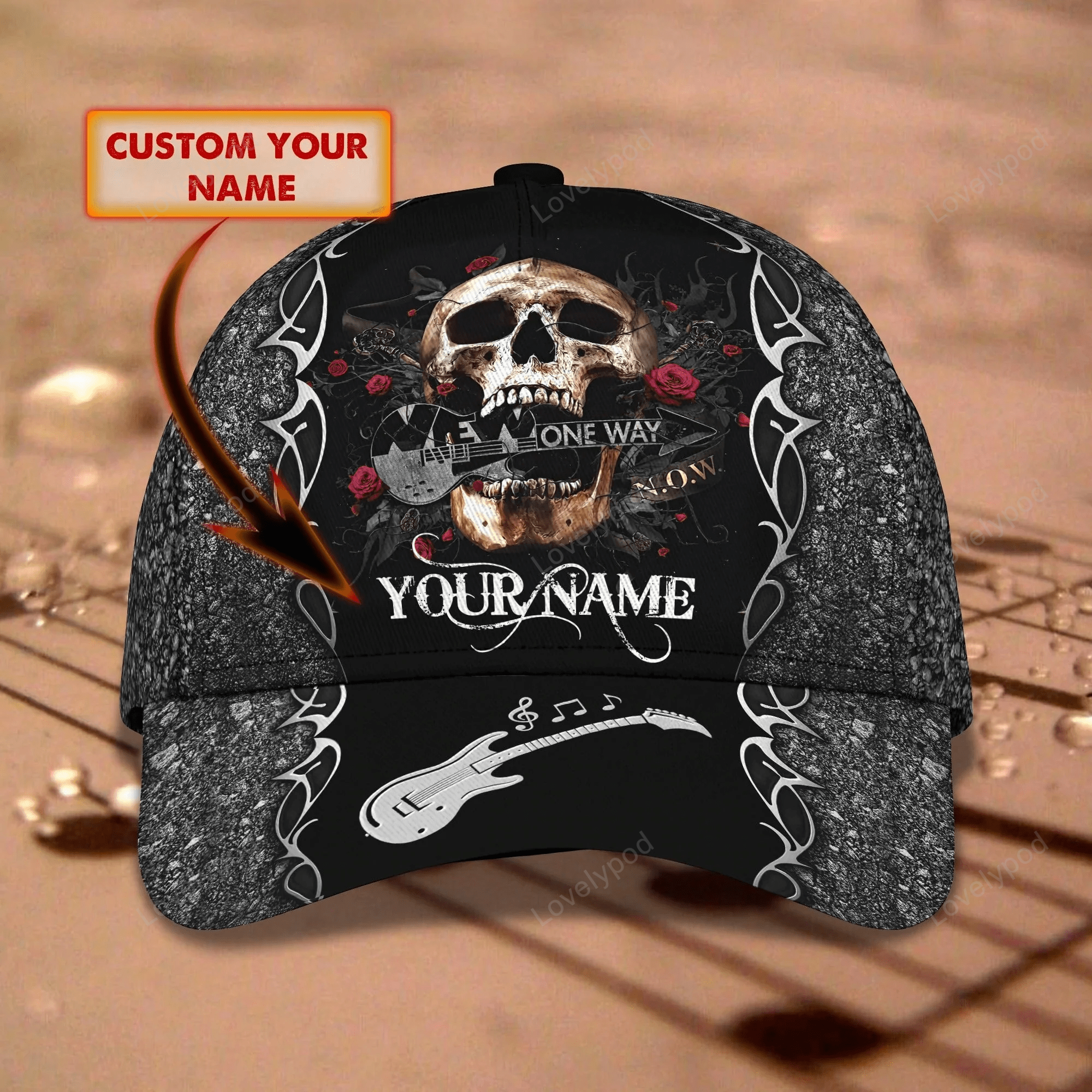 Customized Skull Guitar Classic Cap Hat For My Guitarist Friend, To My Son Daughter Love Guitar Gifts Trucker Hats Custom Hats Gifts For Men & Women