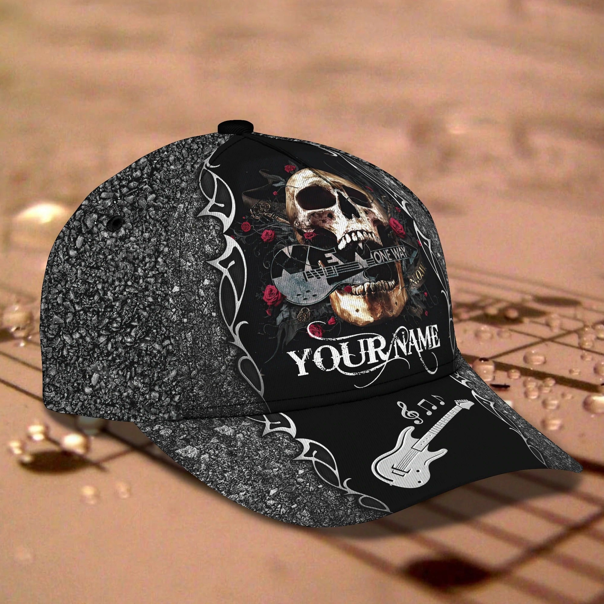 Customized Skull Guitar Classic Cap Hat For My Guitarist Friend, To My Son Daughter Love Guitar Gifts Trucker Hats Custom Hats Gifts For Men & Women