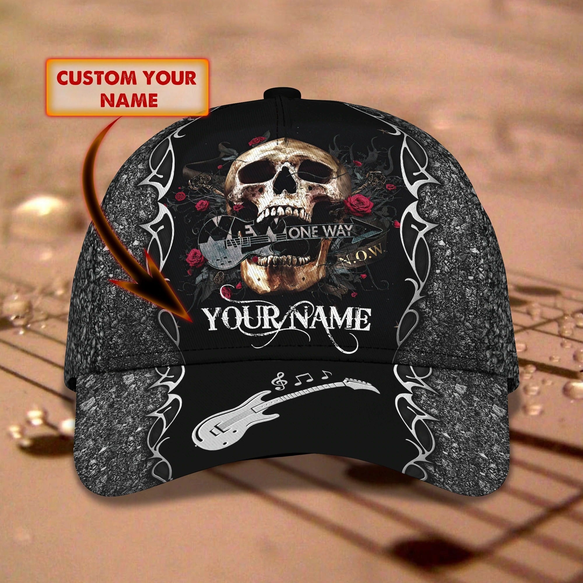 Customized Skull Guitar Classic Cap Hat For My Guitarist Friend, To My Son Daughter Love Guitar Gifts Trucker Hats Custom Hats Gifts For Men & Women