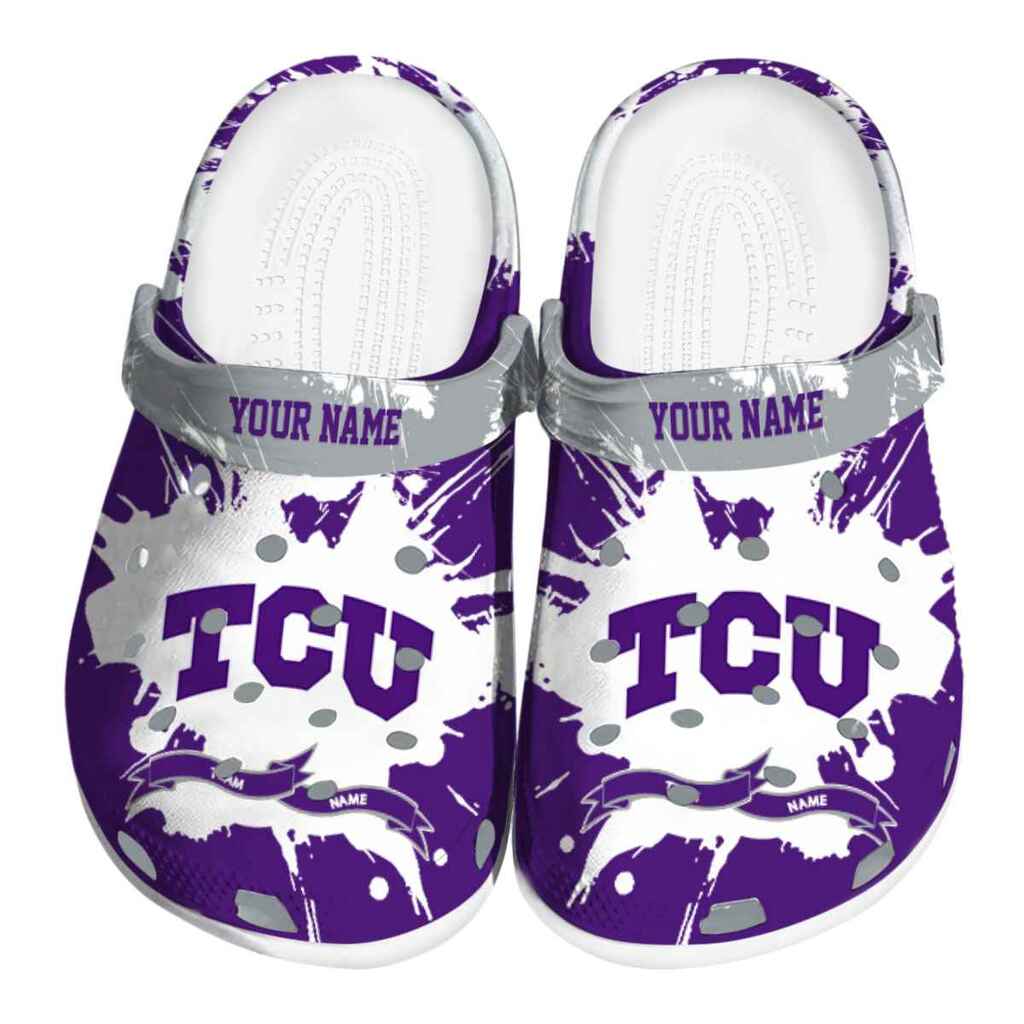 Customized TCU Horned Frogs Splatter Pattern ClogTVC180169