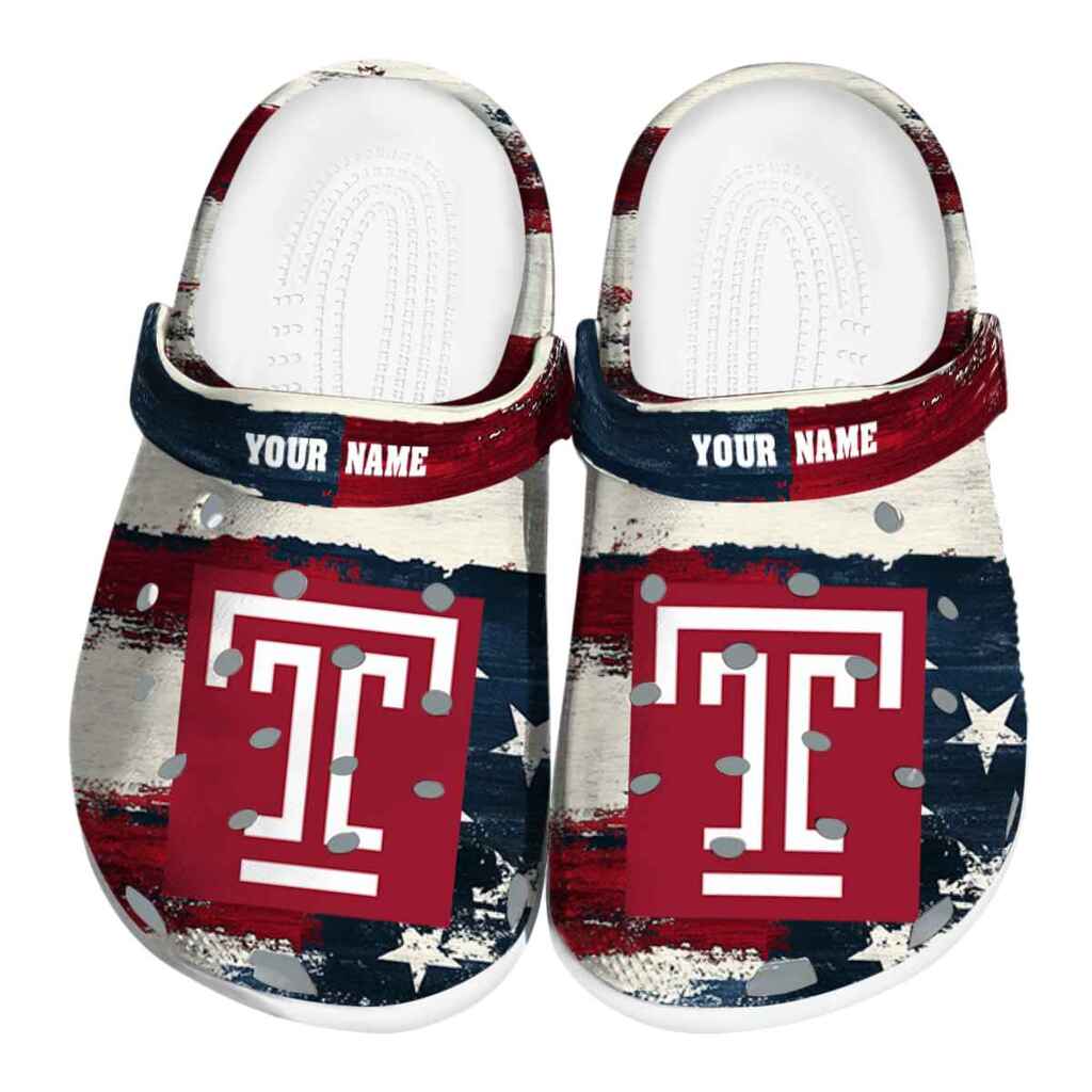Customized Temple Owls Patriotic Stripes ClogTVC1801705