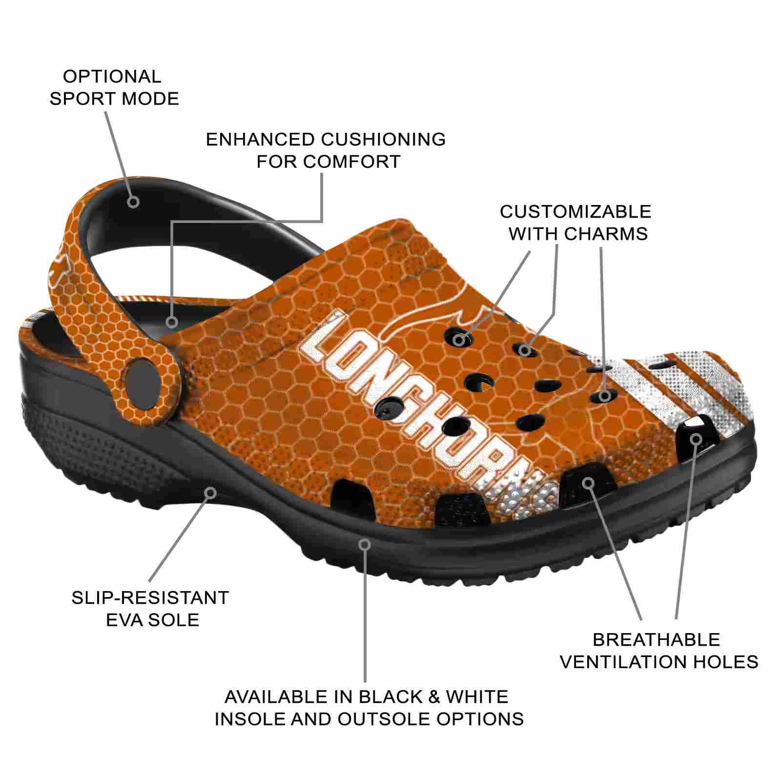 Customized Texas Longhorns Contrasting Stripes ClogTVC180167 - Image 5