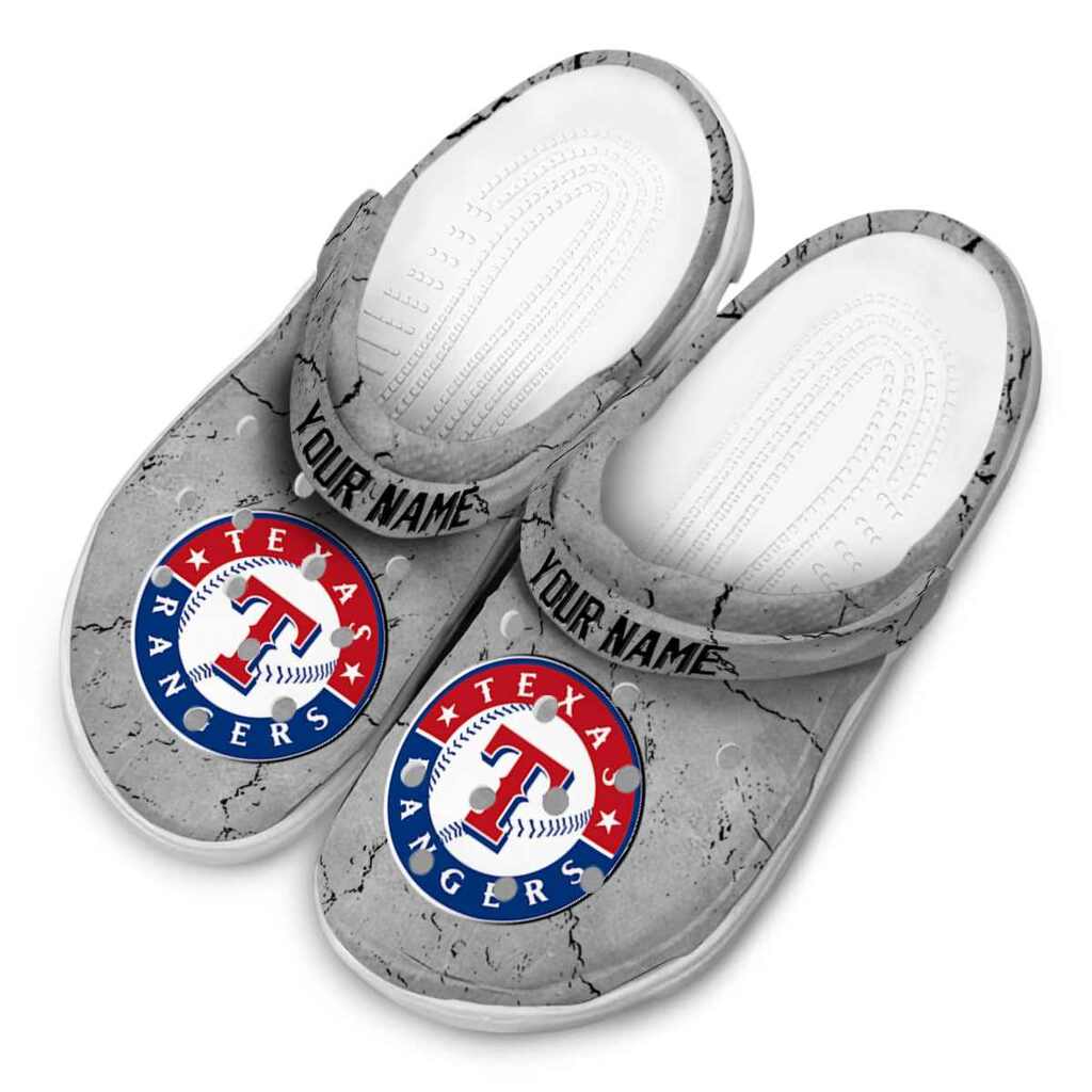Customized Texas Rangers Cracked Texture ClogTVC180156 - Image 4