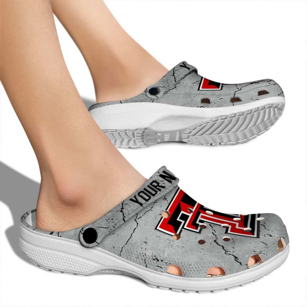 Customized Texas Tech Red Raiders Cracked Texture ClogTVC180155 - Image 2