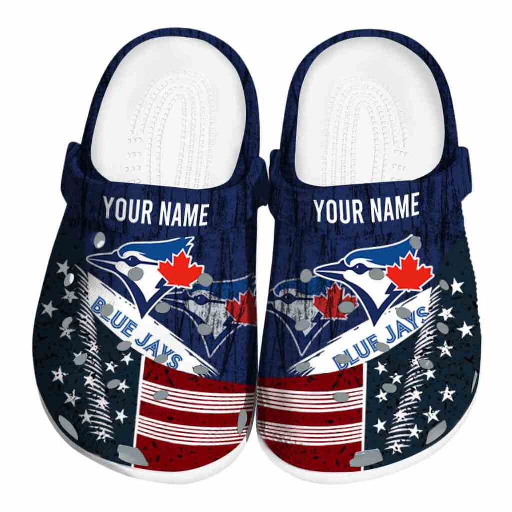 Customized Toronto Blue Jays Star-Spangled Side Pattern ClogTVC180158