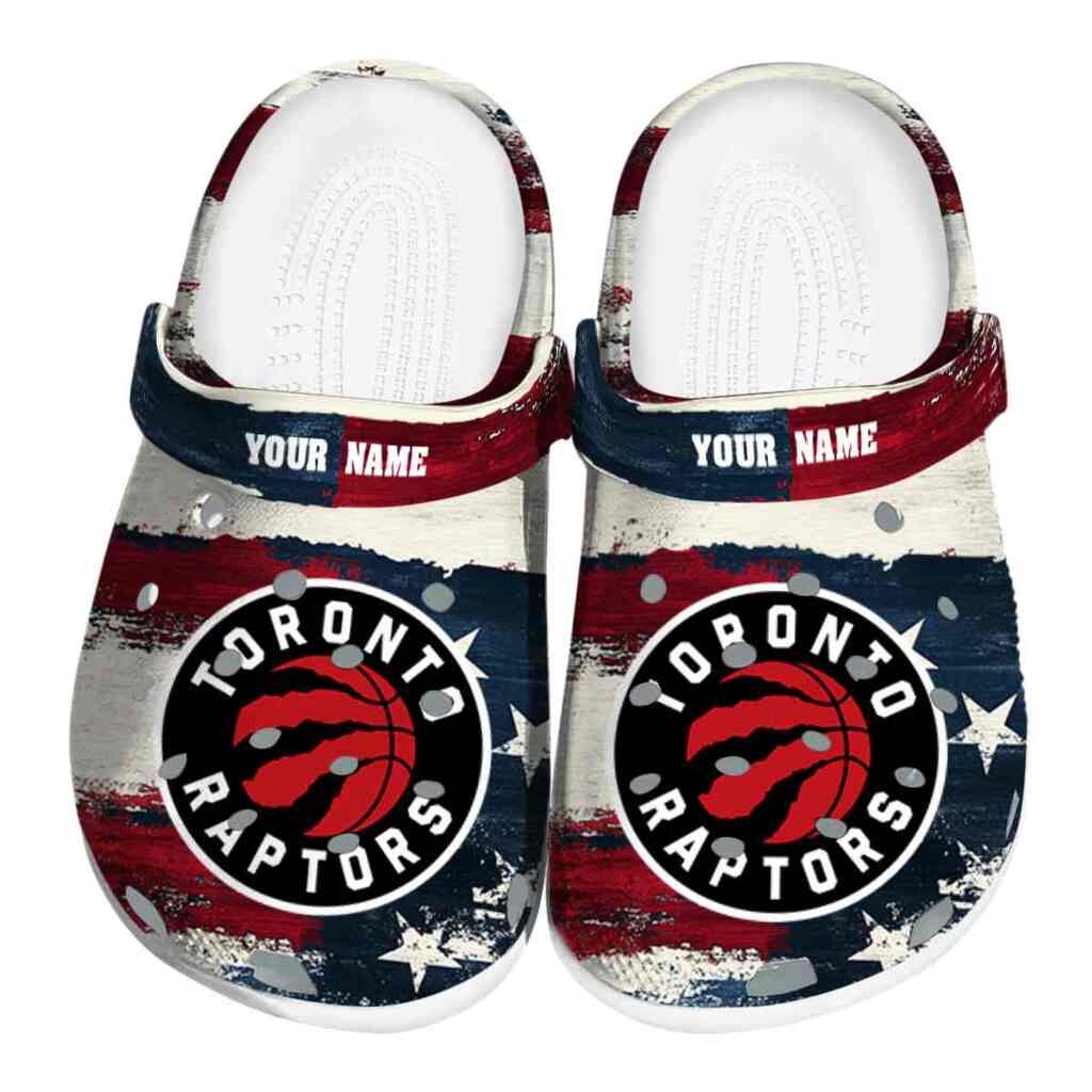 Customized Toronto Raptors Patriotic Stripes ClogTVC1801733
