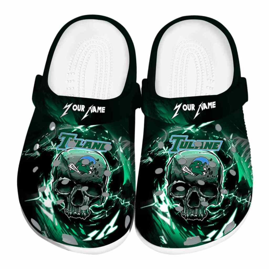 Customized Tulane Green Wave Gothic Skull ClogTVC1801823