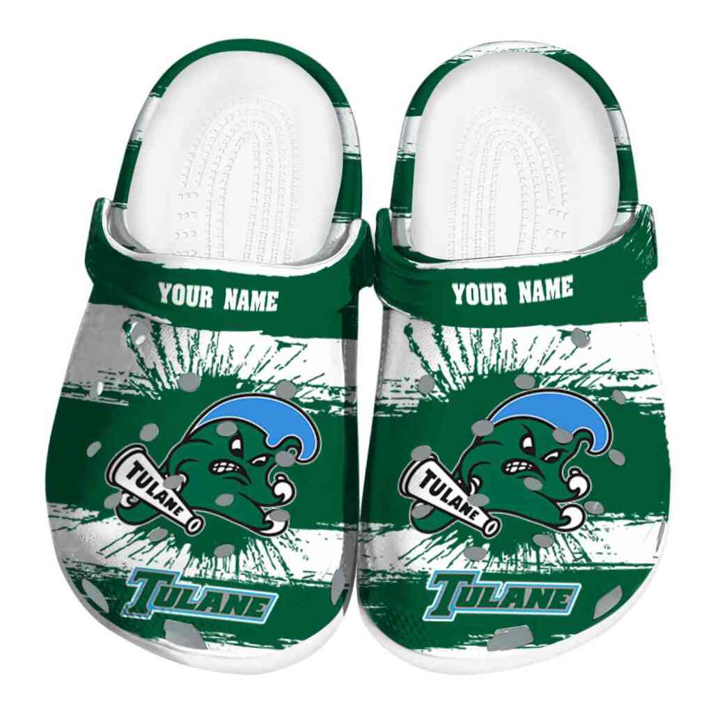 Customized Tulane Green Wave Paint Splatter Graphics ClogTVC1801747