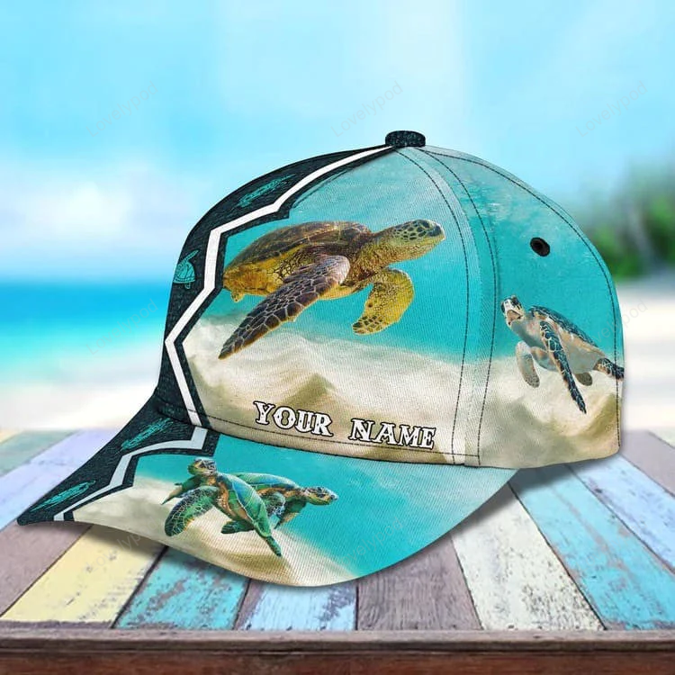 Customized Turtle Art Summer 3D Baseball Cap, Turtle Hat for Husband and Wife Trucker Hats Custom Hats Gifts For Men & Women