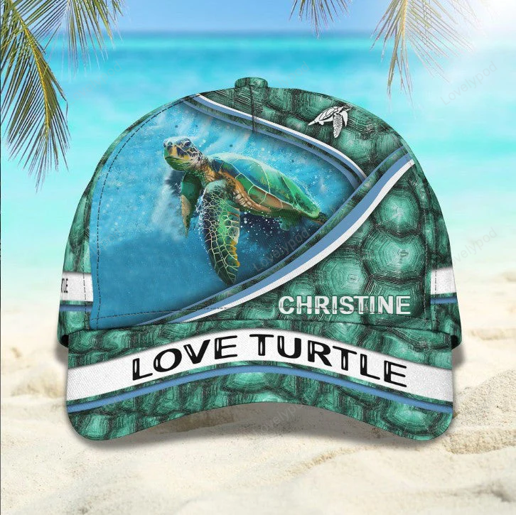 Customized Turtle Art Summer 3D Baseball Cap, Turtle Hat for Husband and Wife Trucker Hats Custom Hats Gifts For Men & Women