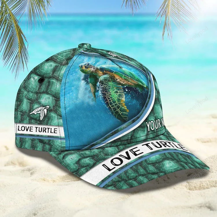 Customized Turtle Art Summer 3D Baseball Cap, Turtle Hat for Husband and Wife Trucker Hats Custom Hats Gifts For Men & Women