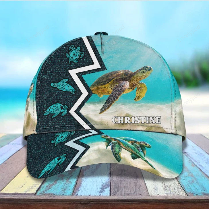 Customized Turtle Art Summer 3D Baseball Cap, Turtle Hat for Husband and Wife Trucker Hats Custom Hats Gifts For Men & Women