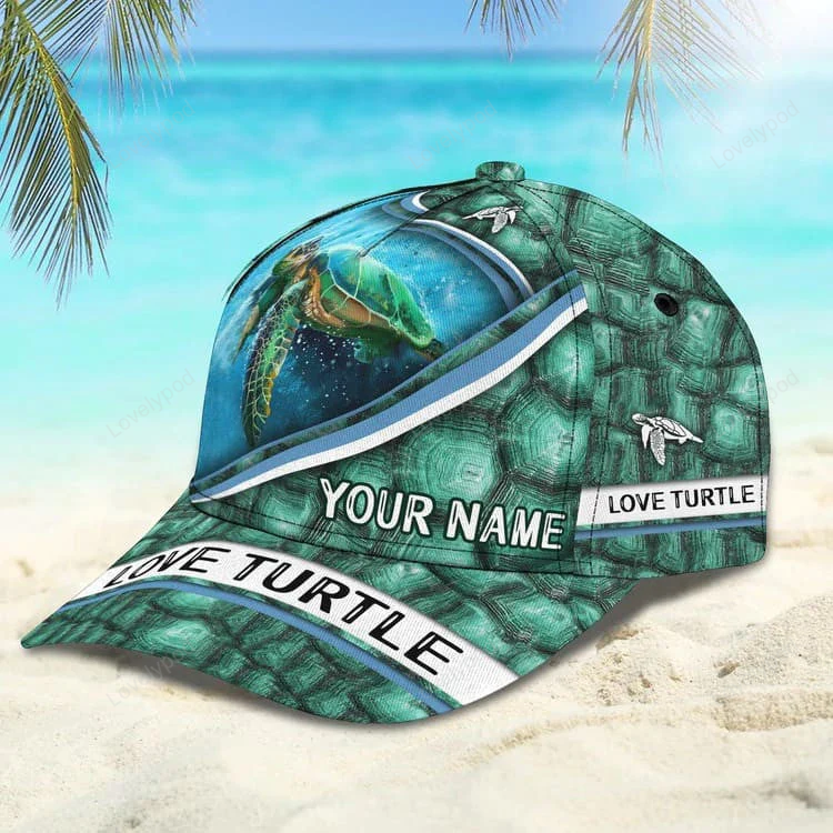 Customized Turtle Art Summer 3D Baseball Cap, Turtle Hat for Husband and Wife Trucker Hats Custom Hats Gifts For Men & Women