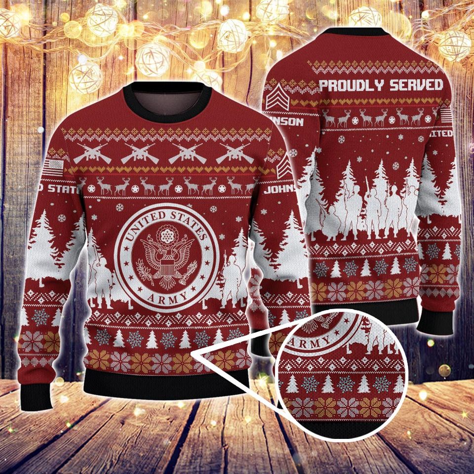 Customized U.S Veteran Proudly Served Sweater