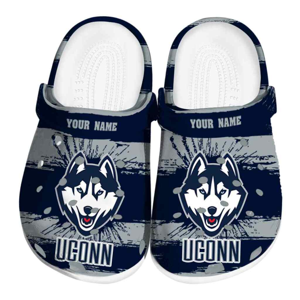 Customized UConn Huskies Paint Splatter Graphics ClogTVC1801746