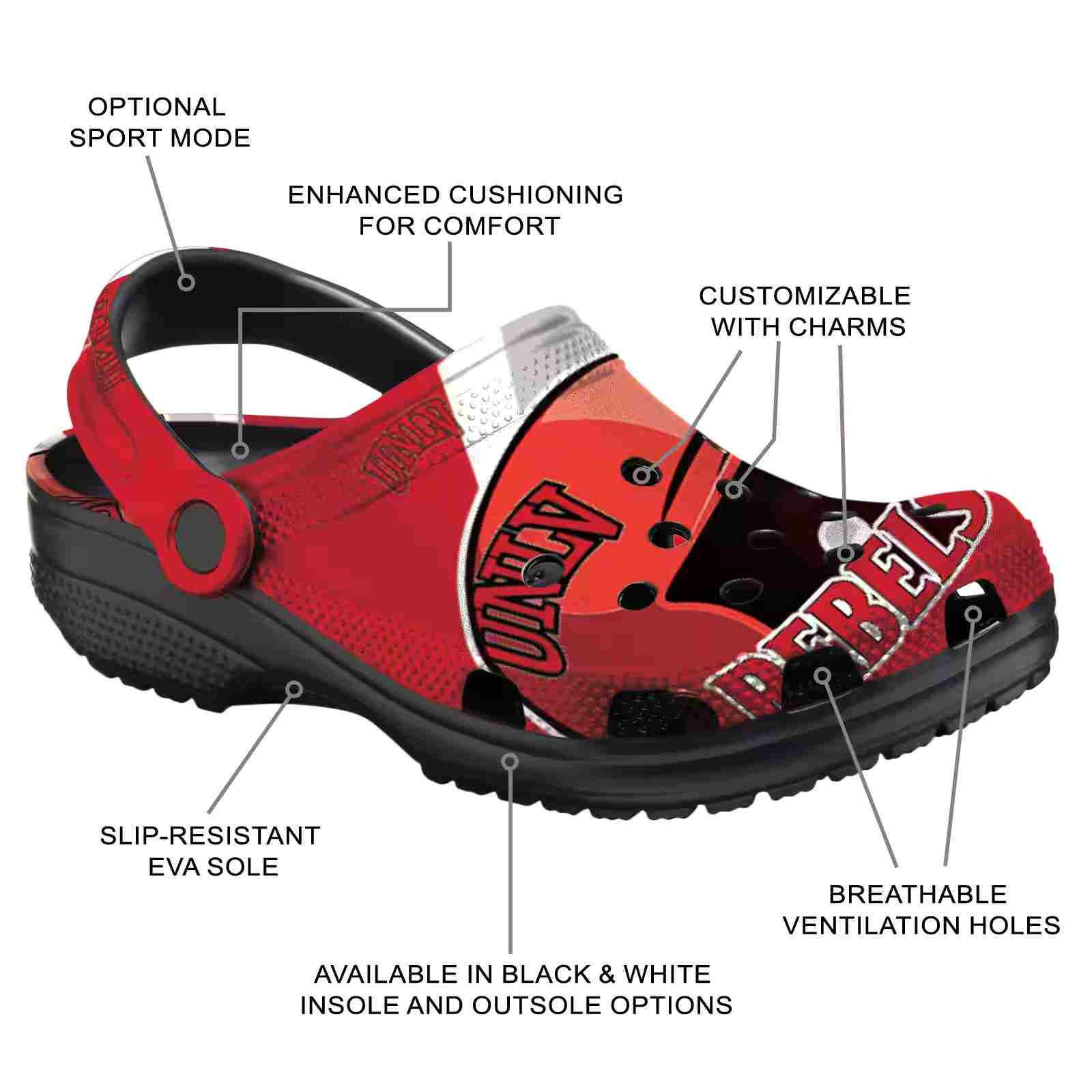 Customized UNLV Rebels Baseball Helmet ClogTVC1801826 - Image 5