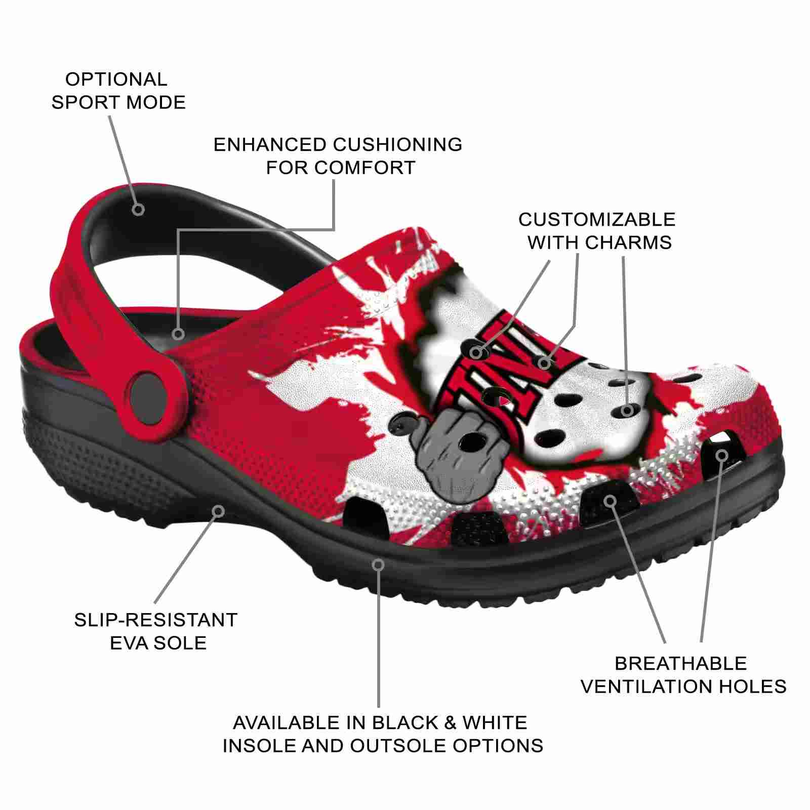 Customized UNLV Rebels Gripping Hand ClogTVC1801803 - Image 5