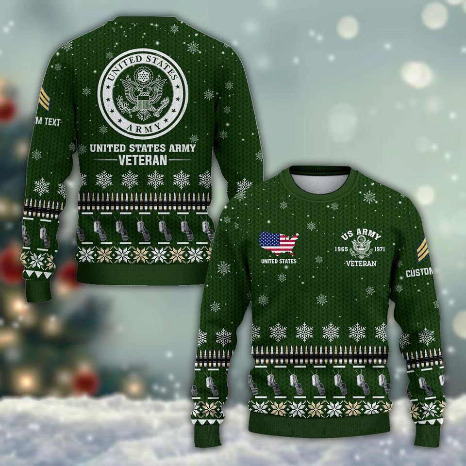 Customized US Veteran Proudly Served Knitting Pattern Sweater
